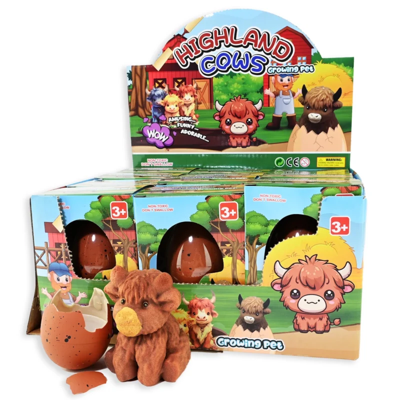 Augantis kiaušinis – Škotijos kalnų karvutė 6cm (Growing Egg Highland Cow)