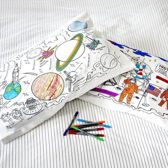 Pagalvės užvalkalas Eat Sleep Doodle, nuspalvink pats. 75x50cm Kosmoso tematikos - Image 8