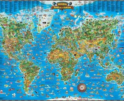 Pasaulio žemėlapis vaikams 97 x 137 cm