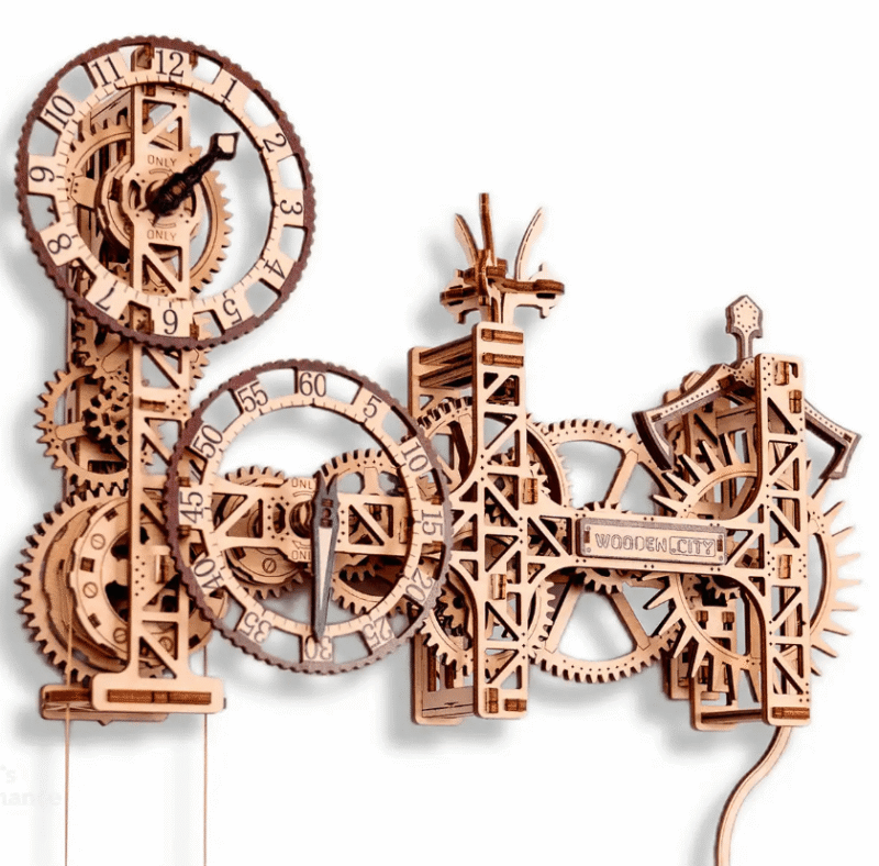 3D Medinis konstruktorius Steampunk sieninis laikrodis - Image 7