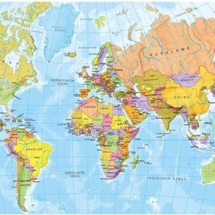 Magnetinė dėlionė Pasaulio žemėlapis 100 VOKIEČIŲ kalba