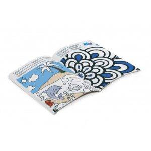 a coloring book open on a white background