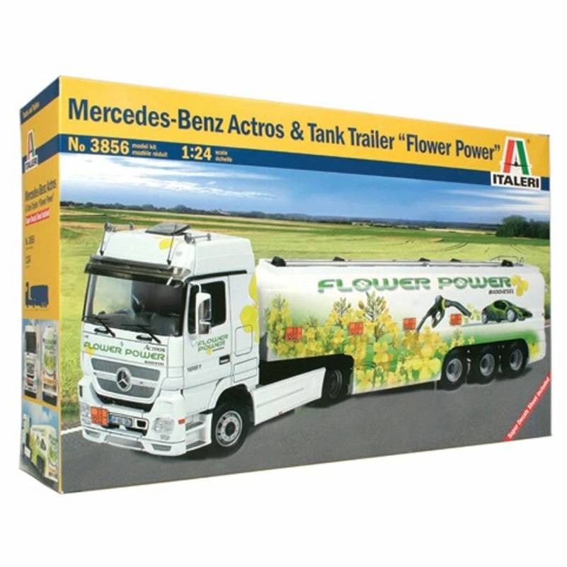 Klijuojamas plastikinis modeliukas Mercedes Benz Actros with Tank trailer Flower Power 1/24