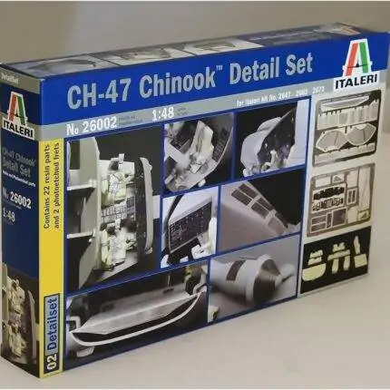 Klijuojamas plastikinis modeliukas Chinook detalių rinkinys Italeri 1/48
