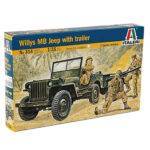 Klijuojamas plastikinis modeliukas Willys MB Jeep with Trailer ITALERI 314 1/35