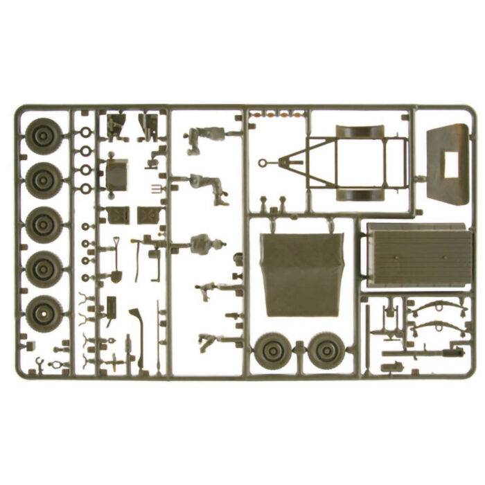 Klijuojamas plastikinis modeliukas Willys MB Jeep with Trailer ITALERI 314 1/35