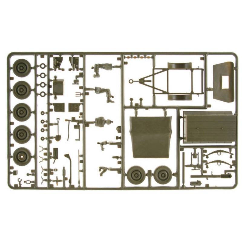 Klijuojamas plastikinis modeliukas Willys MB Jeep with Trailer ITALERI 314 1/35