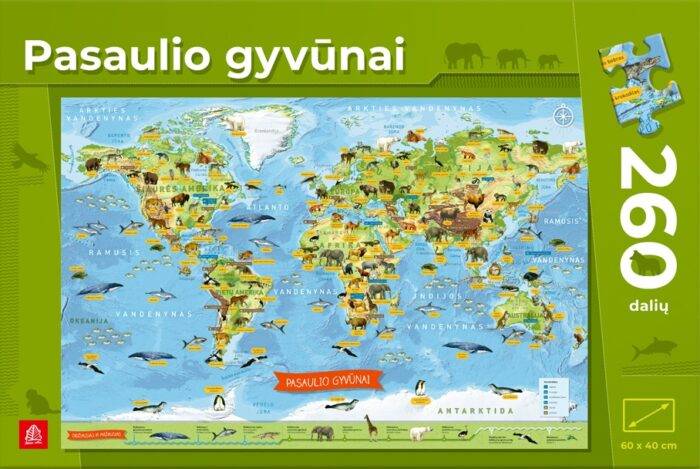 Dėlionė pasaulio gyvūnai lietuvių kalba 260