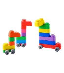 Minkštų kaladėlių rinkinys su ratukais 14 vnt.