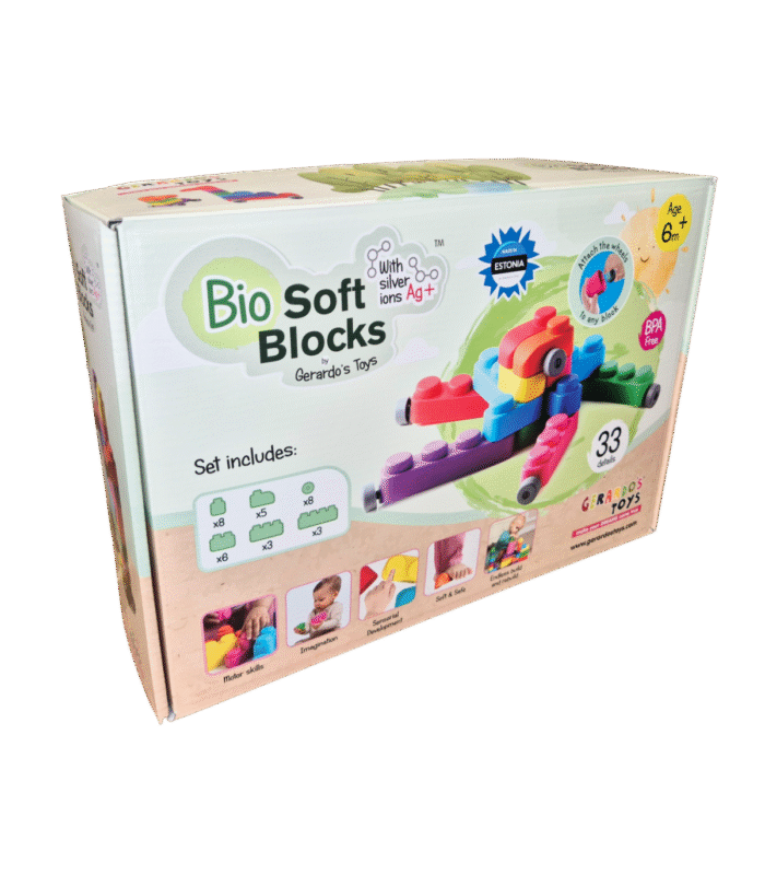 Minkštų kaladėlių rinkinys su ratukais 33