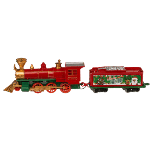 Kalėdinis elektrinis traukinys su bėgiais. Rinkinys iš 17 įrenginių
