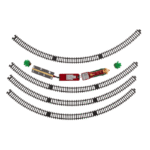 Kalėdinis elektrinis traukinys su bėgiais. Rinkinys iš 17 įrenginių