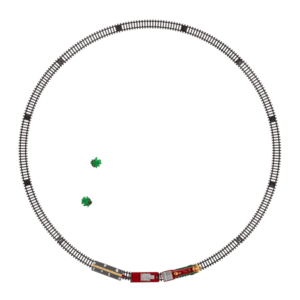 Kalėdinis elektrinis traukinys su bėgiais. Rinkinys iš 17 įrenginių