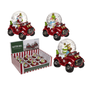 Kalėdinis sniego burbulas automobilyje