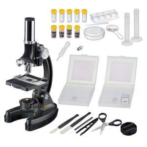 Mikroskopas National Geographic 300-1200x su priedais, lagamine