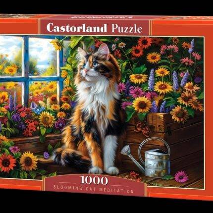Dėlionė Katės meditacija tarp gėlių 1000