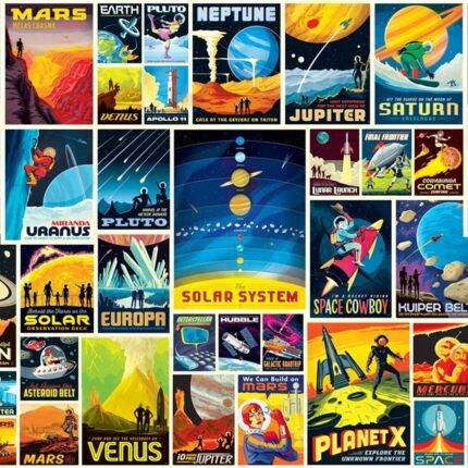 Dėlionė Vintažiniai plakatai: kelionės kosmose 1000