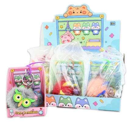 Pakabukas Pūkuotas apuokiukas 14cm su pakabukais