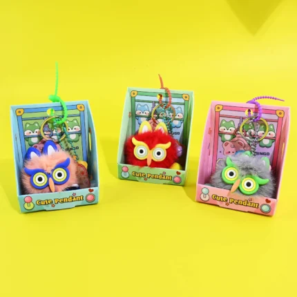 Pakabukas Pūkuotas apuokiukas 14cm su pakabukais