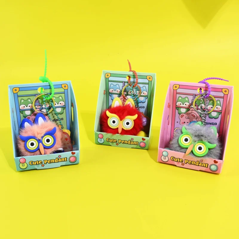 Pakabukas Pūkuotas apuokiukas 14cm su pakabukais