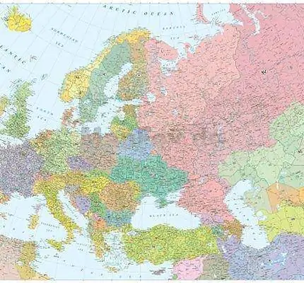 Europos žemėlapis su pašto kodais. Politinis, Sieninis. M 1:6mln,122x78,5cm