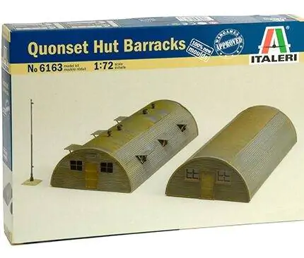 Plastikinis modelio rinkinys Quonset trobelės kareivinės 1/72 ITALERI