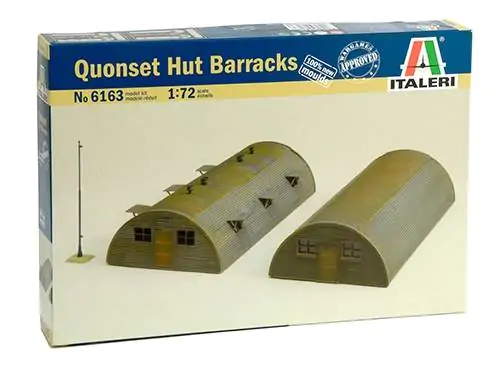 Plastikinis modelio rinkinys Quonset trobelės kareivinės 1/72 ITALERI