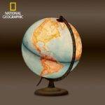 Gaublys National Geographic 30cm skersmens, riešutmedžio padu, metaliniu meridianu, anglų kalba