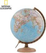 Gaublys National Geographic 30cm skersmens, riešutmedžio padu, metaliniu meridianu, anglų kalba