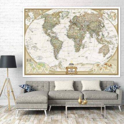 Pasaulio žemėlapis National Geographic, antikinis 1:22,44 mln, 122x185 cm, laminuotas