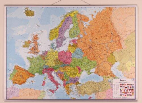 Europos politinis žemėlapis 100x139cm, 1:4,2 mln, laminuotas, su metaliniais laikikliais
