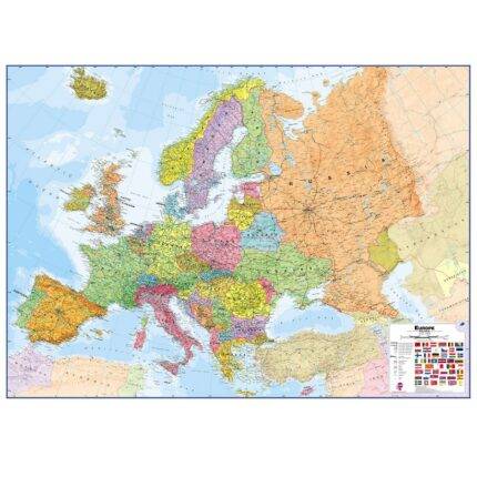Europos politinis žemėlapis 100x139cm, 1:4,2 mln, laminuotas, su metaliniais laikikliais