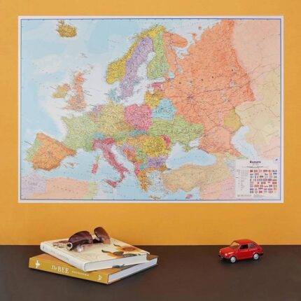 Europos politinis žemėlapis 100x139cm, 1:4,2 mln, laminuotas, su metaliniais laikikliais