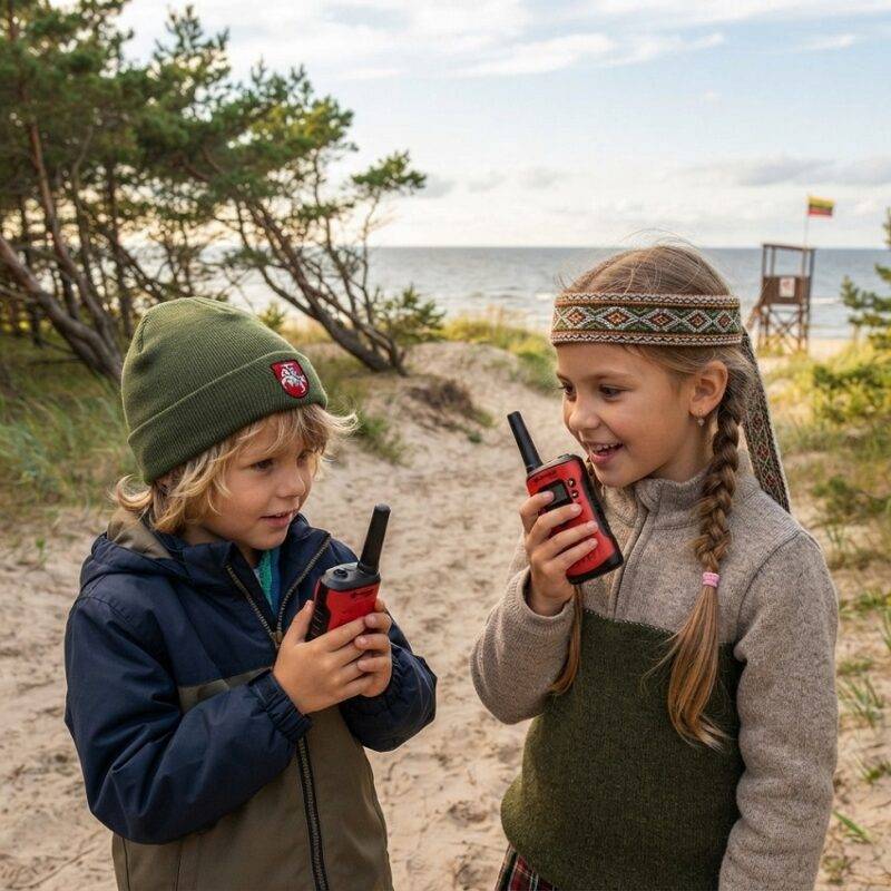 Vaikiškos Radijo Stotelės Bresser Junior (Racijos, Walkie-Talkie) – Raudonos (2 vnt. rinkinys)