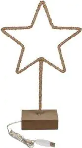 Metalinė LED Kalėdų Žvaigždė su Mediniu Padu (Pastatoma) 35cm