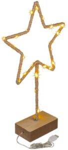 Metalinė LED Kalėdų Žvaigždė su Mediniu Padu (Pastatoma) 35cm