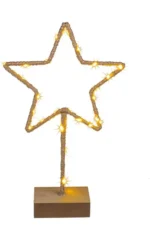 Metalinė LED Kalėdų Žvaigždė su Mediniu Padu (Pastatoma) 35cm