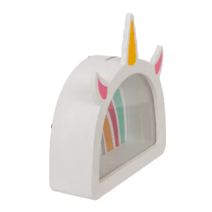 Medinė taupyklė Spalvingas Vienaragis 18cm. Stilingas Būdas Taupyti
