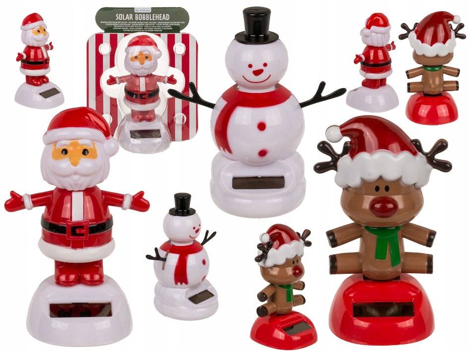 4029811480517 11 Saulės Energija Veikianti Kalėdinė Figūrėlė (Bobblehead) – Šventinė Dekoracija. 3 Variantai, parduodami atskirai