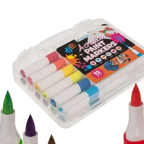 Akriliniai žymekliai 12 spalvų plastikiniame dėkle - Image 10